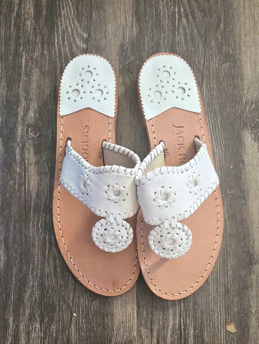 Jack Rogers Jacks Flat Sandal White & Brown Sandals